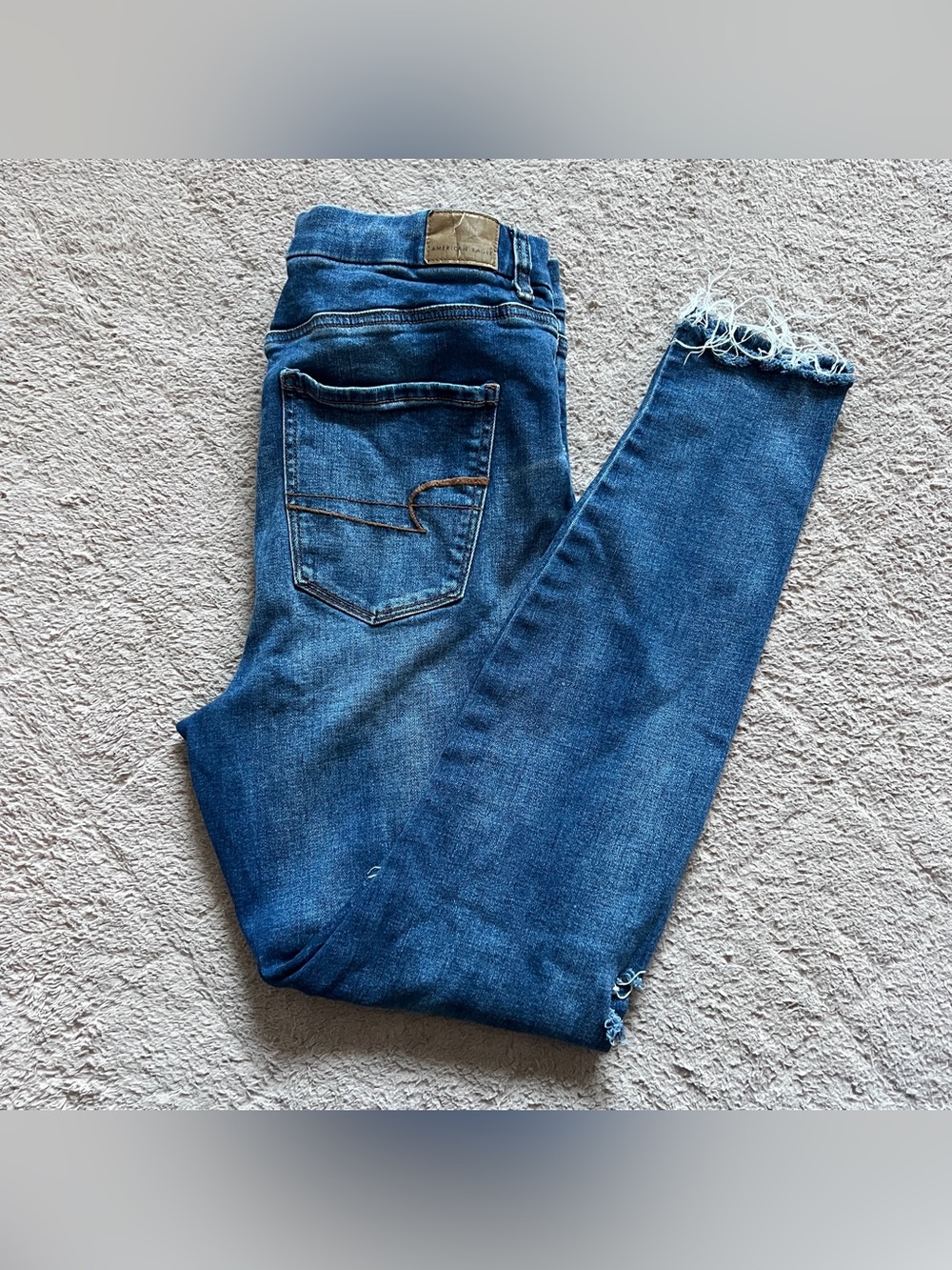 American Eagle Curvy Super High Rise Jegging Distressed Relaxed Stretch Sz 12